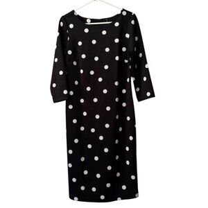Worthington Polk‎ Dot Dress Sz 8 Zip Polyester Blend Stretch Business Wedding